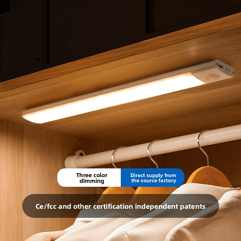Ultra-Thin Smart Motion Sensor LED Light - Magnetic & Adhesive Strip For Closet Cabinet & Wine Cellar (Rechargeable 3 Lighting Modes)