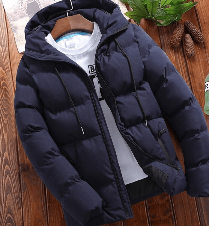 Men's Clothing winter cotton-padded jacket men's fashion trend thickened cotton jacket men's trend solid color hooded cotton jacket