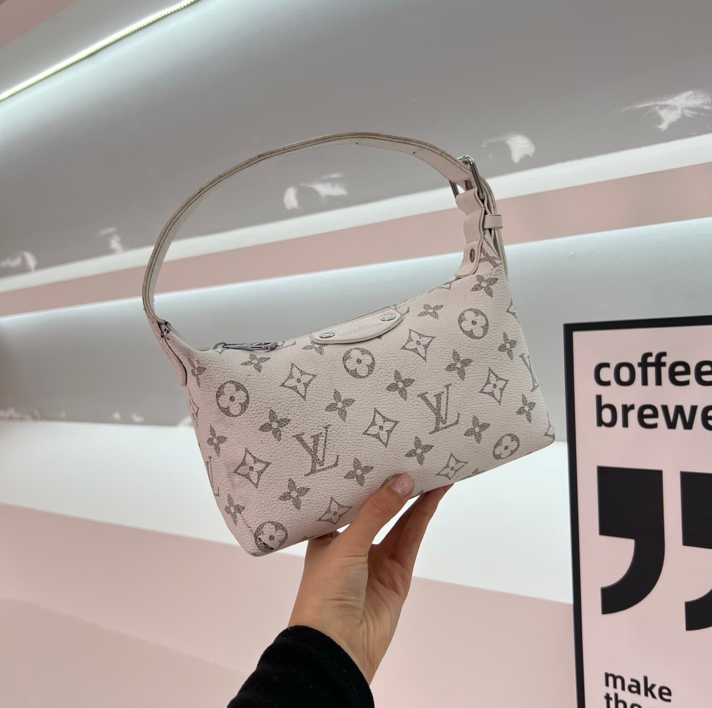 Sac hobo structuré à monogramme pour femme - Mini sac bandoulière d'inspiration vintage, 20 x 6 x 13 cm