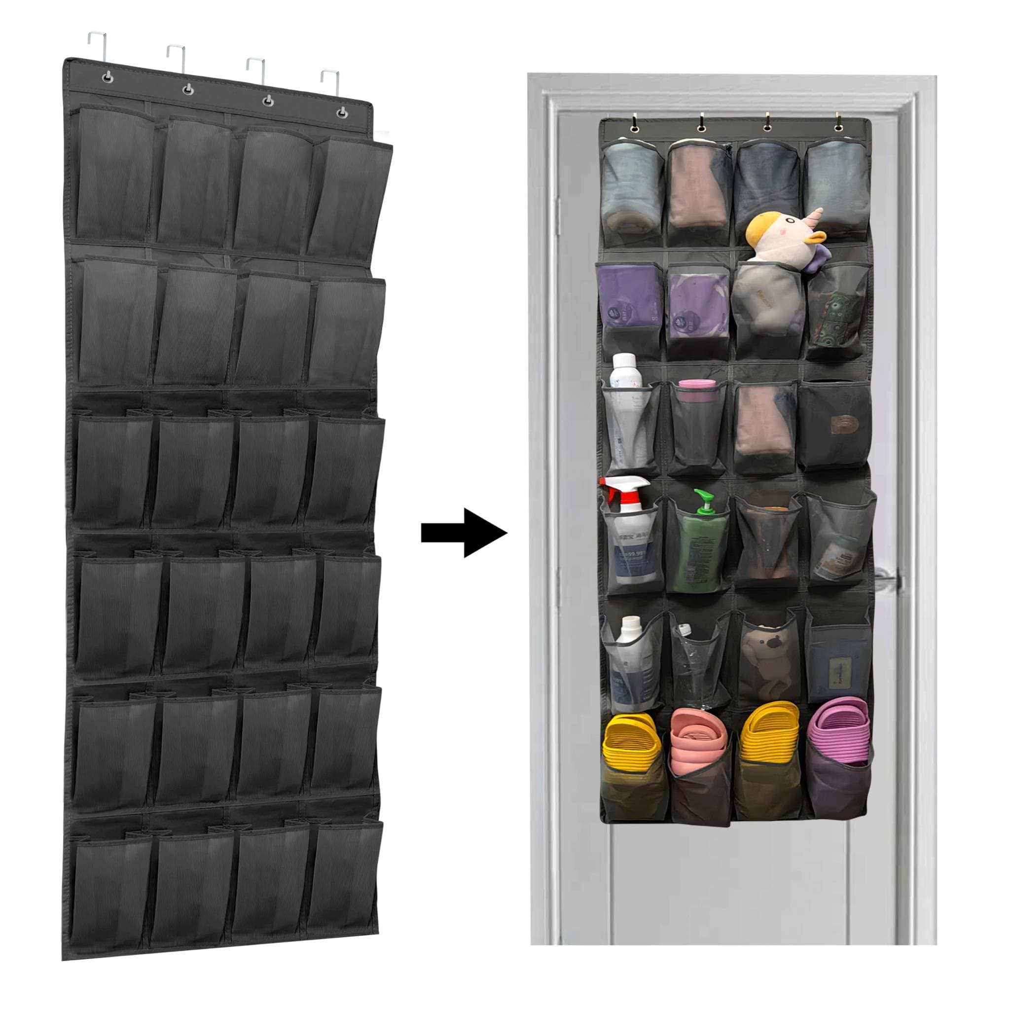 Grid Organizer: Oversized Door Hanging Design, 24 Compartments, Up To 40 Lbs Capacity - Perfect For Closets/Accessories