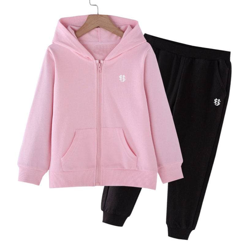 Kids' Hooded Jacket & Pants Set With US Print - Unisex Casual Outfit For Boys & Girls, Spring/Fall Two-Piece Set