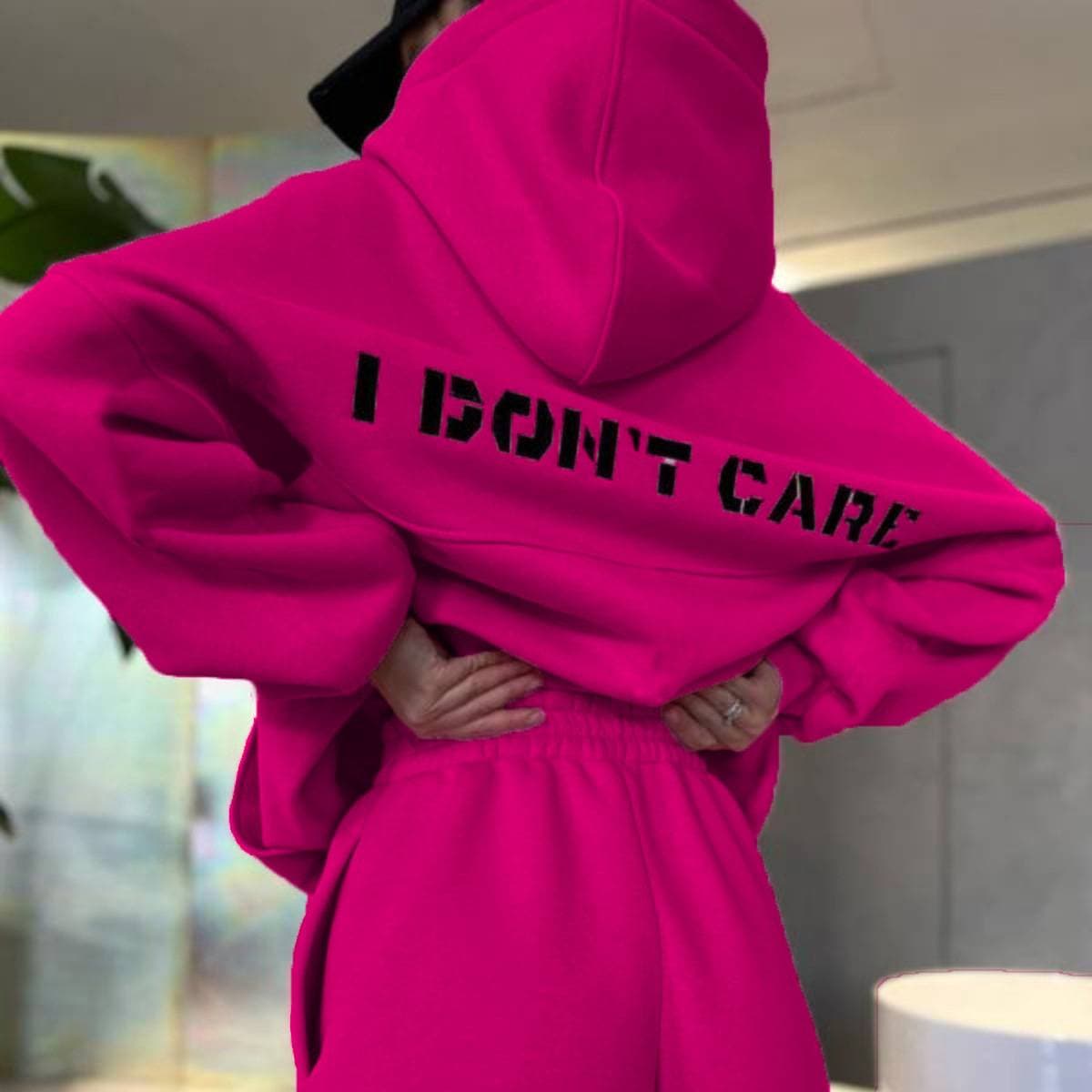 Women's Clothing Fashion Casual Hooded Printed Sports Suit Two-piece Set