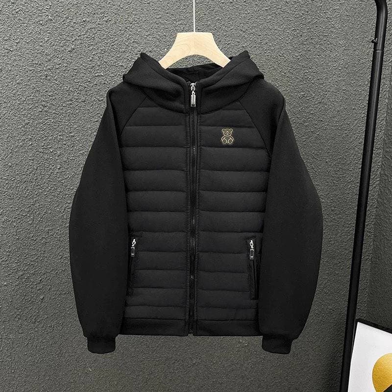 Men's Clothing 25 High-quality Cross-border Embroidered Bear Hooded Warm And Thick Down Cotton Coat