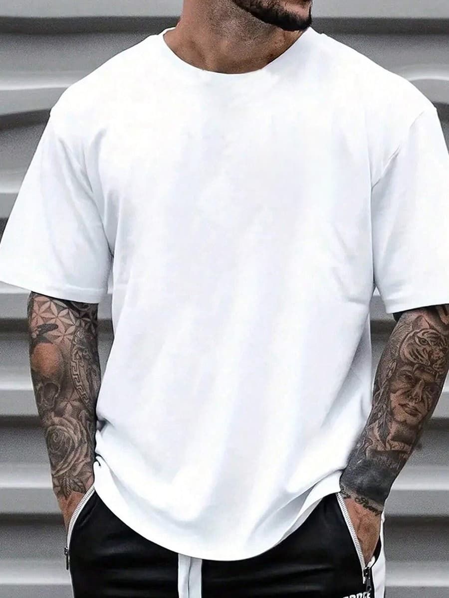 With Brand Logo 100% Cotton Summer Men Loose T-Shirts Casual Breathable Short Sleeves Fashion Outdoor High Street Top