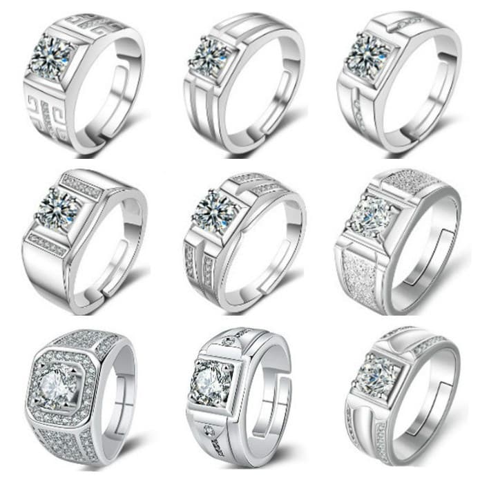 popular with fashionable and novel square diamond men's rings. men's rings are inlaid with stars.