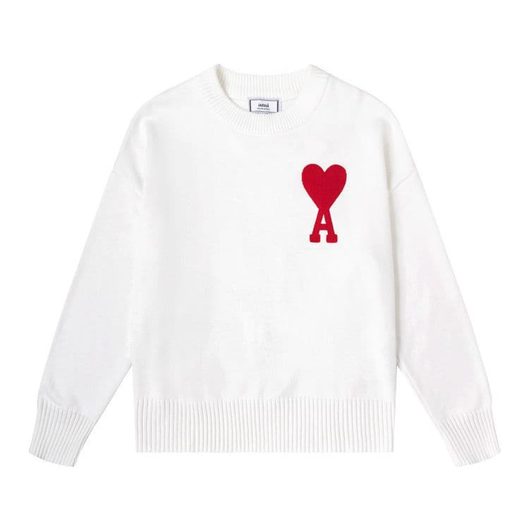 Pull à col rond pour homme 24 pièces avec broderie en forme de cœur