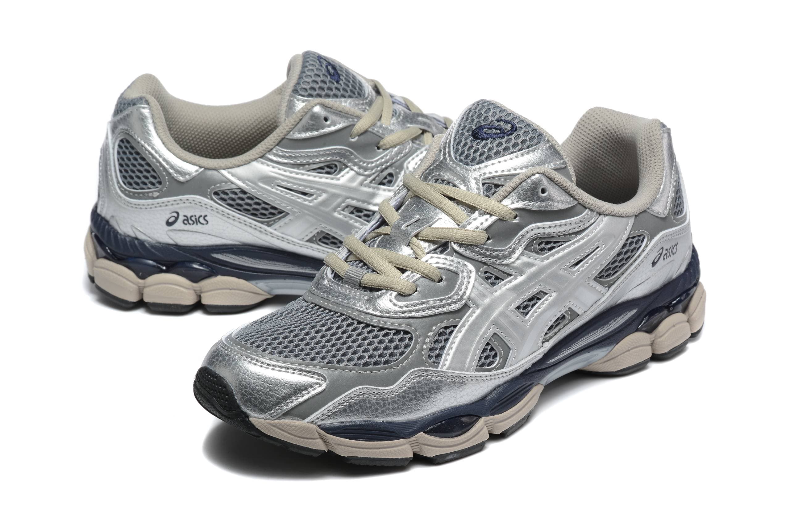 Chaussures de soutien de la voûte plantaire pour femmes, style rétro, amortissantes, bleu marine et beige, antidérapantes.