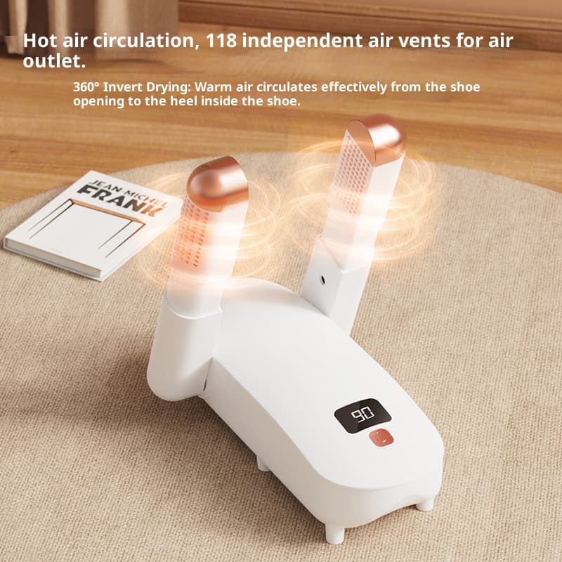 USB Shoe Dryer & Deodorizer - Adjustable Mechanical Footwear Warmer For Home, Gym, And Travel (White/Yellow/Black)​