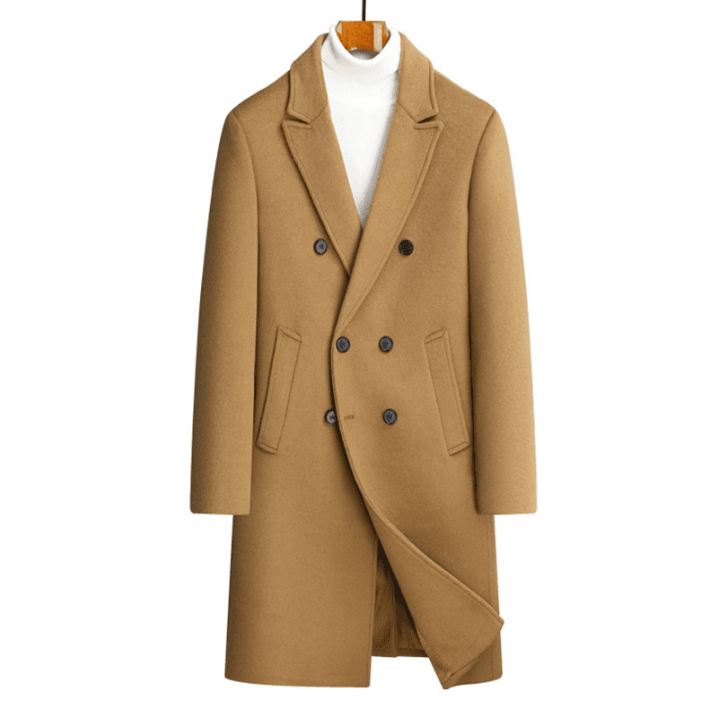 Men's Clothing Autumn and winter new sheep woolen coat men's long double breasted woolen coat casual suit collar coat jacket