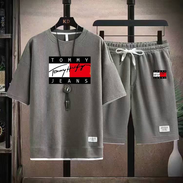 Ensemble d'été à manches courtes + short pour hommes, t-shirt imprimé, ensemble décontracté, ensemble de sport, t-shirt à manches courtes