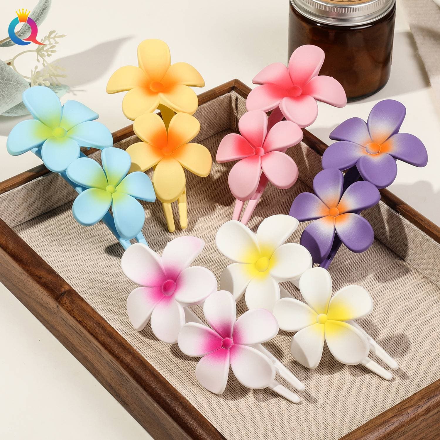 Colorful Flower Duckbill Hair Clips - 6pcs Set For Half-Up Hairstyles Non-Slip Grip For Side Bangs & Top Knots