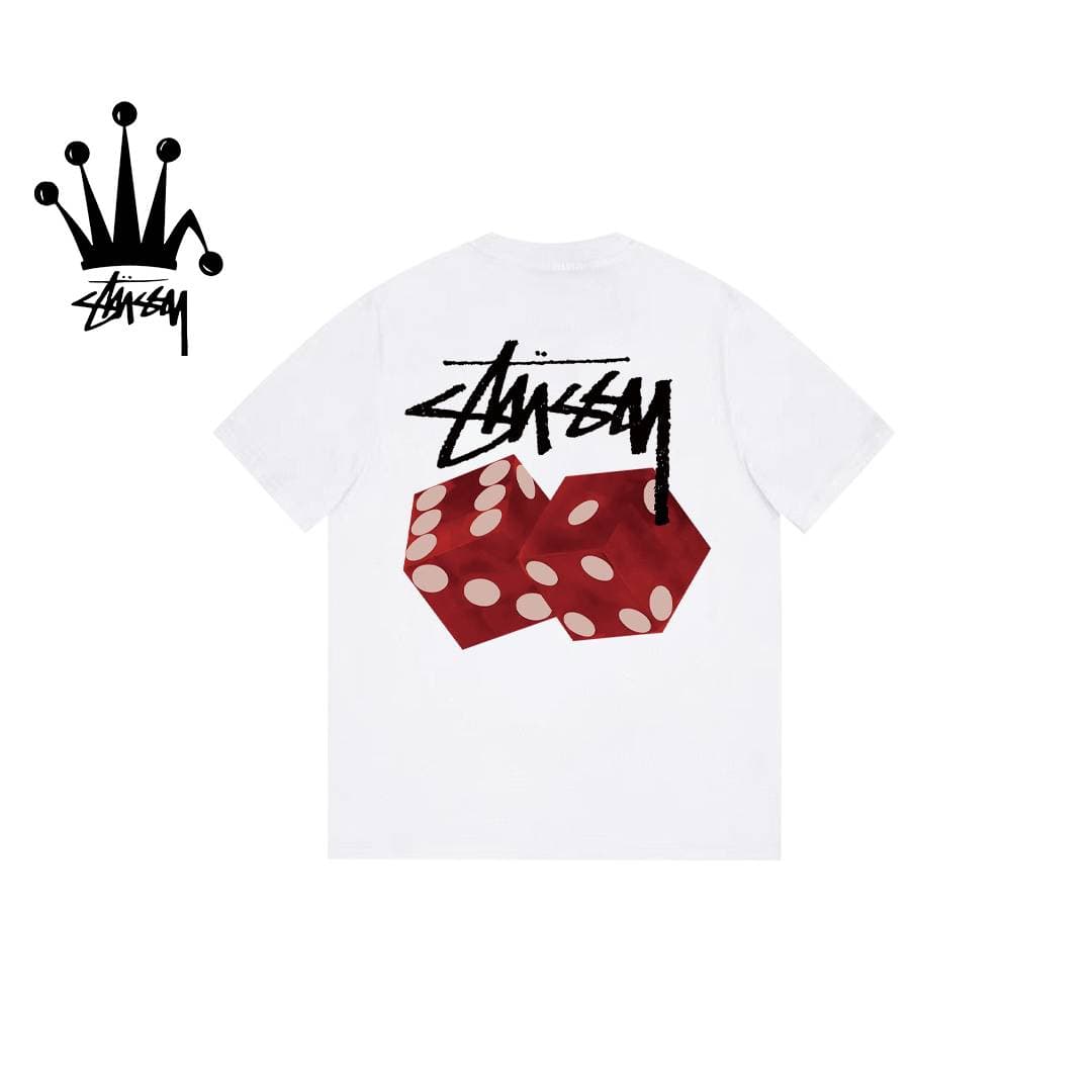 Stussy Dice Printed Pattern Pure Cotton Short Sleeved T-shirt