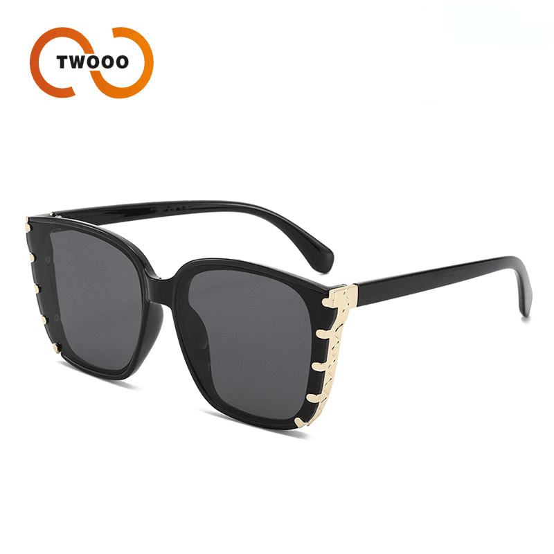 Two Circles European And American 2025 New High End Sunglasses Metal Decorative Frame Slim Sunshade Sunglasses Men T1404