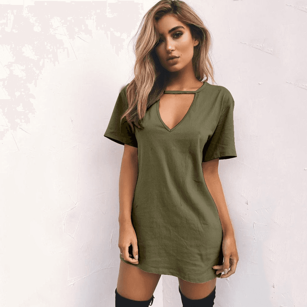 Women's Comfortable V-Neck Hanging Neck Hollow Out Dresses