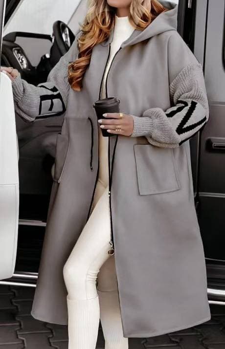 Manteau en laine automne-hiver pour femme, coupe ajustée, à simple boutonnage et ceinture.