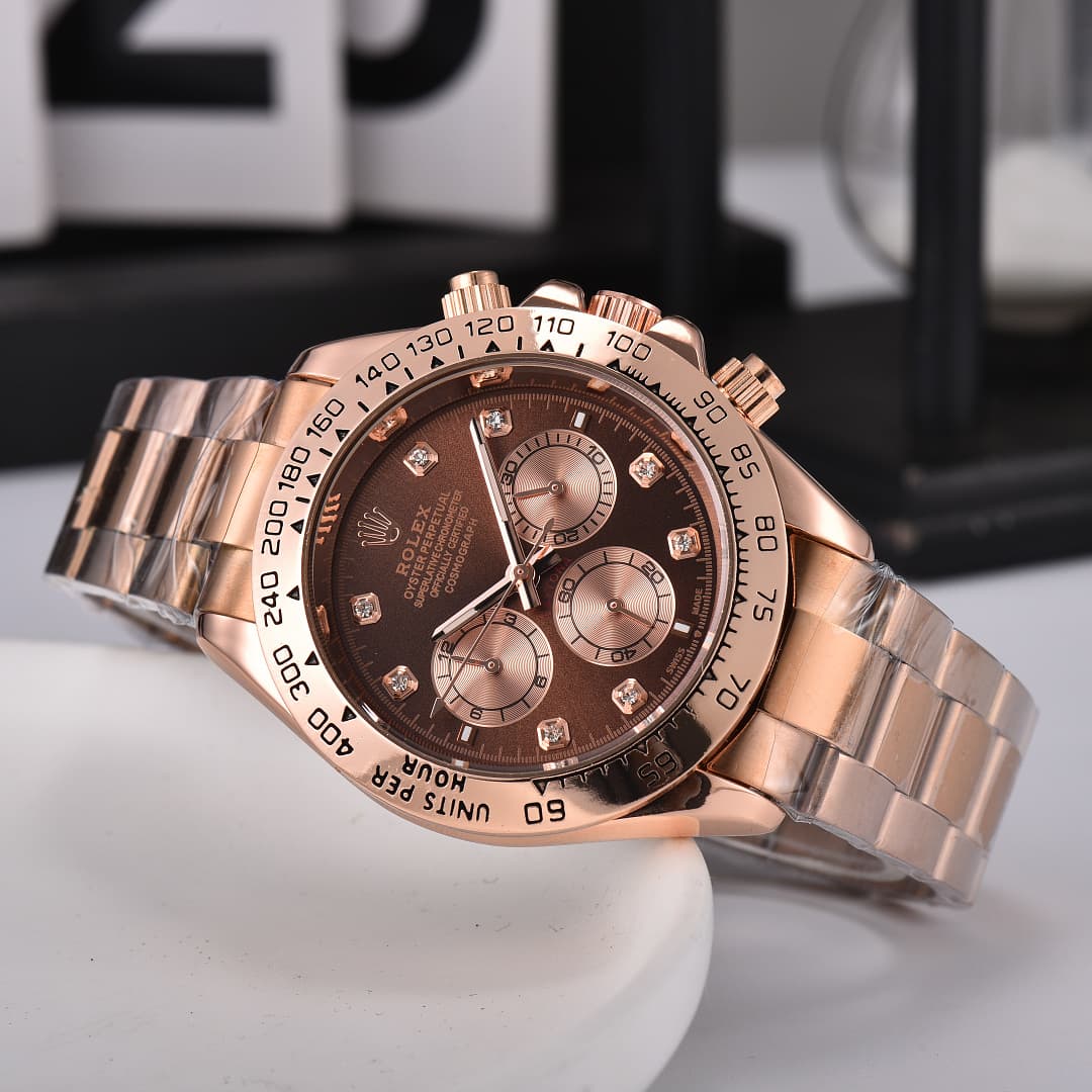 Montre de luxe pour homme Rolex, style business, à six aiguilles et cadran classique à trois sous-cadrans.