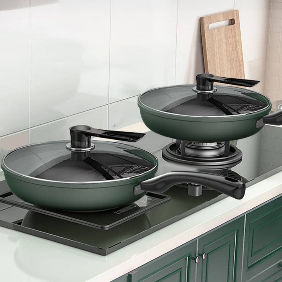 26cm Cast Iron Non Stick Frying Pan, Easy Clean Reduced Smoke Skillet, No Burn Food Release, Heavy Gauge Base Fast Even Heat, Gas And Induction Hob