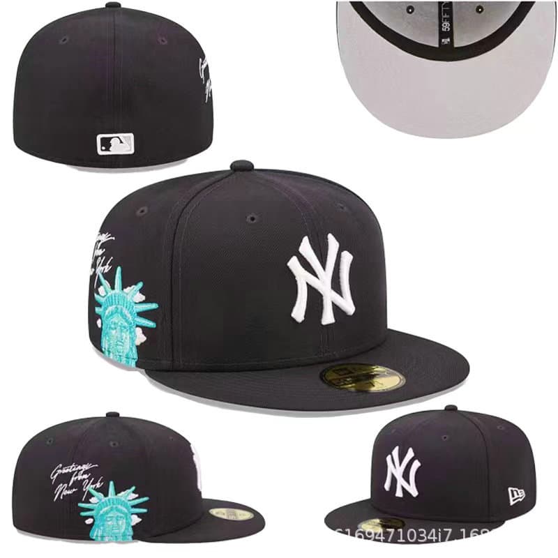 Casquette de baseball 2024 New NY, grande taille, entièrement fermée, avec pare-soleil et broderie non réglable.