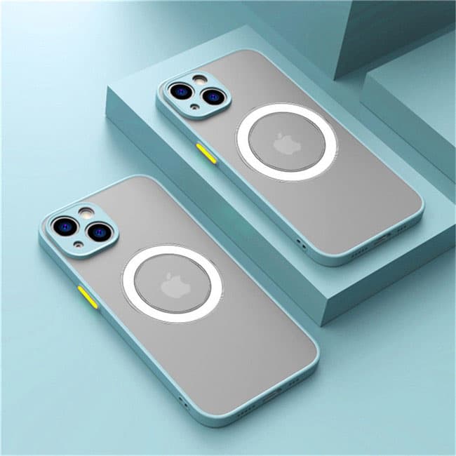 Coque magnétique mate de luxe pour chargement sans fil, compatible avec iPhone 15, 14, 13, 11, 12 Pro Max, 12 Mini, 13 Mini, 14 Plus, 15 Plus, X, XS