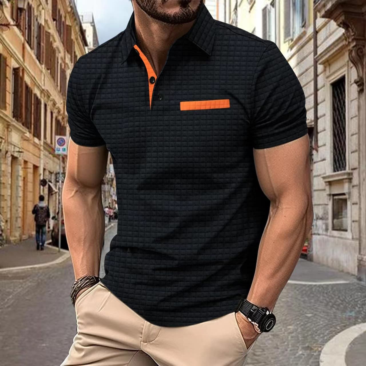 [RegattaClub] Men's Jacquard Polo - Checkered Sport Shirt | Summer Performance Top