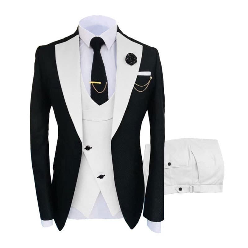 Men's suit, three piece set, slim fit Korean version, business banquet hosting best man costume, new