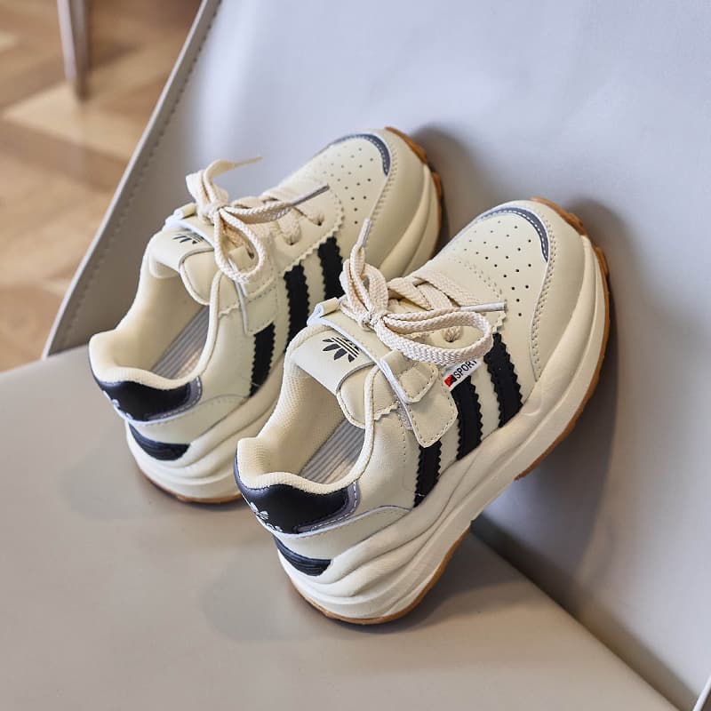 Kids' Athletic Sneakers Genuine Leather Chunky Casual Shoes For Boys And Girls Spring Autumn Trendy Versatile Medium To Large Sizes