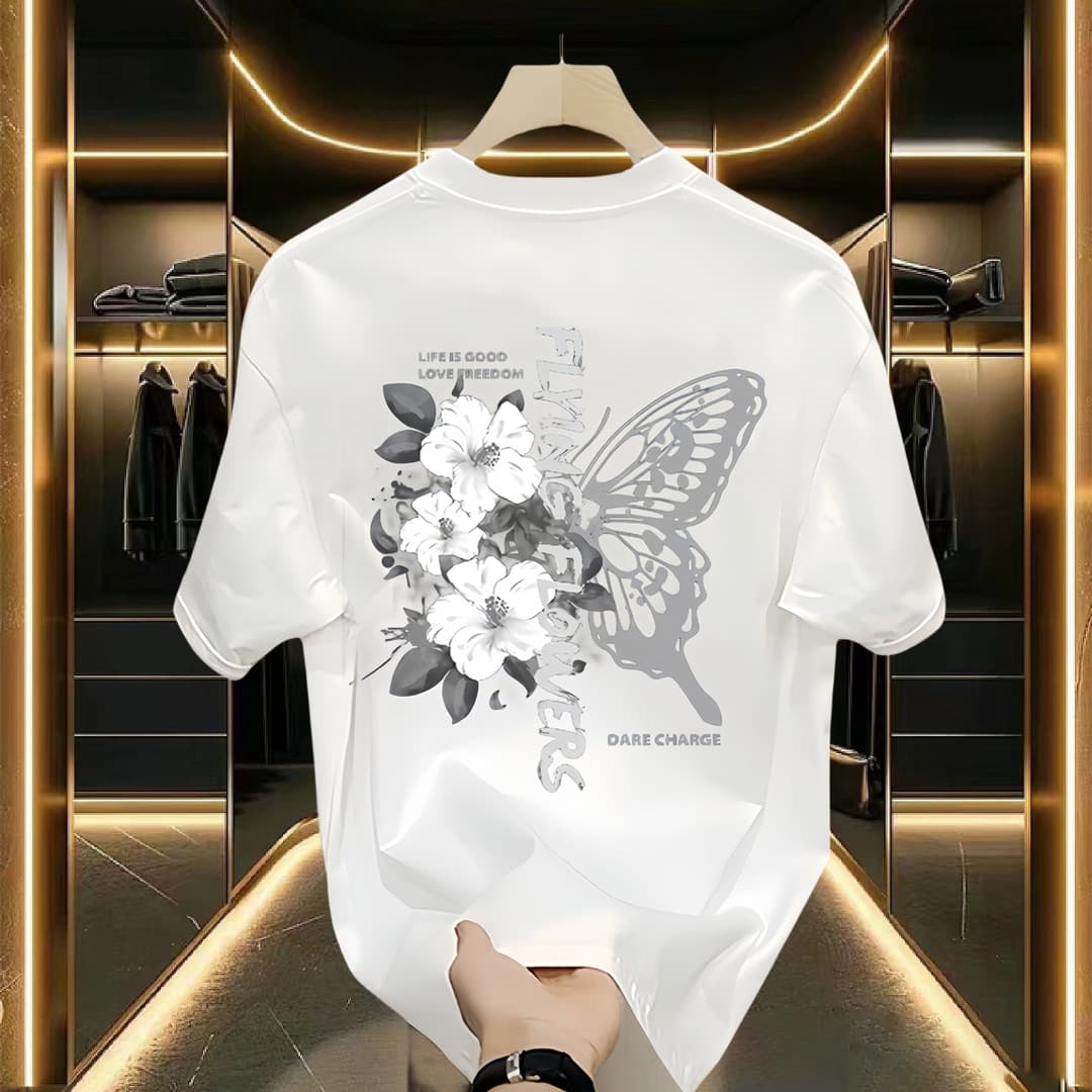 Men's Clothing Trendy Printed Short-sleeved T-shirt Men's Summer 2024 New Half-sleeved Fashionable All-match Top Men's Round Neck T-shirt