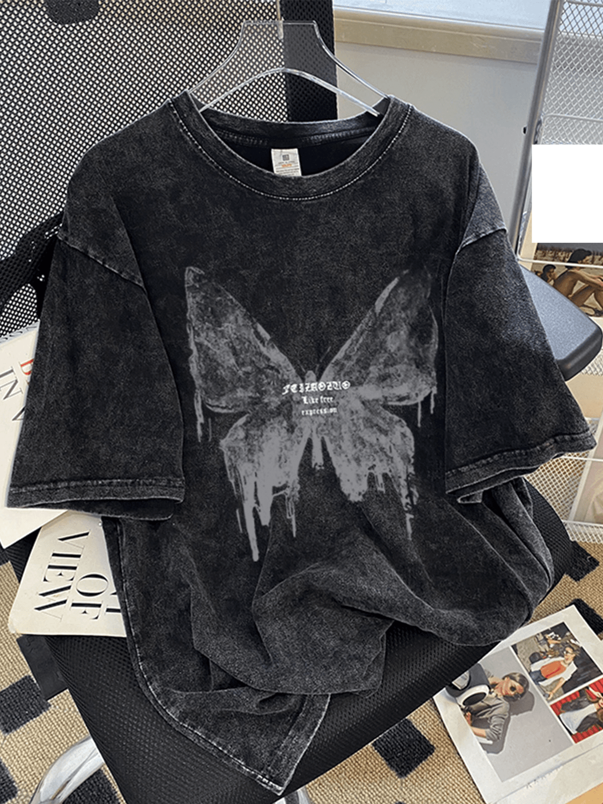 Women's new summer loose washed old fashion brand short-sleeved T-shirt pure cotton shoulder clothes ins