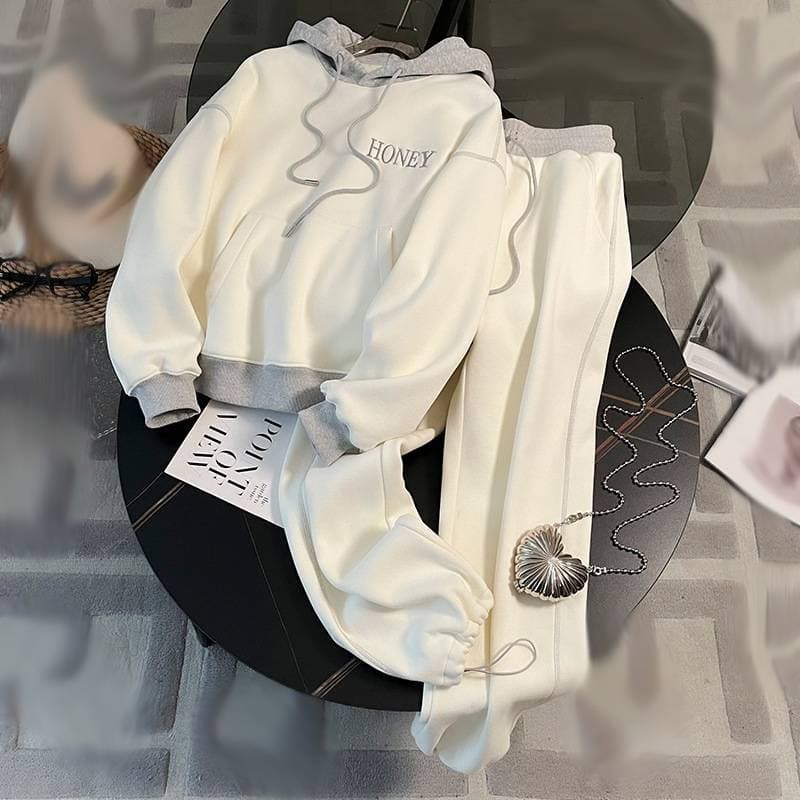 Women's Clothing Autumn Fashion Sports Leisure Suit For Women 2023 New Style Loose Slim Hooded Sweater Trousers Two Piece Suit