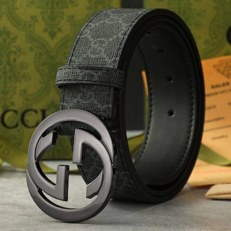 Ceinture en cuir à boucle double G classique pour homme, idéale pour les affaires et les déplacements, avec imprimé rétro et cuir de vachette r