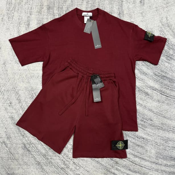 Short STONE à insigne boussole transfrontalier, pantalon décontracté mi-long, ensemble de sport ample à manches courtes pour l'été