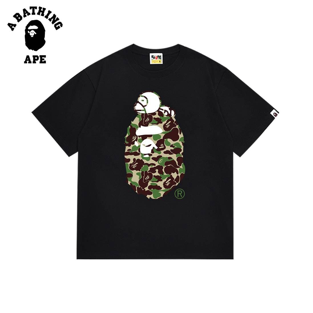 A BATHING APE BAPE-Sleeping Monkey Ape Head Pattern Short Sleeve T-shirt Made Of Pure Cotton Fabric