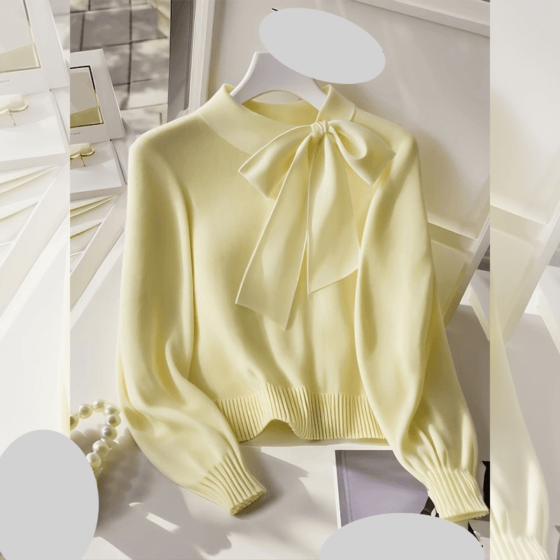 Women's Clothing Early Autumn New Style Knitted Sweater Tops Female Design Sense Niche Temperament Beautiful Pullover Yellow Sweater