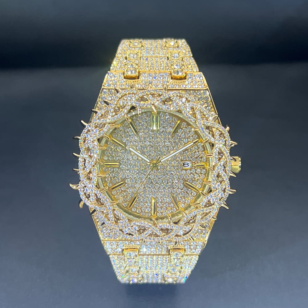 New Luxury Watch For Men Brand MISSFOX Hip Hop Lced Out Diamond Watches Fashion Hollow Out Quartz Clock 2025 Man Dropshipping