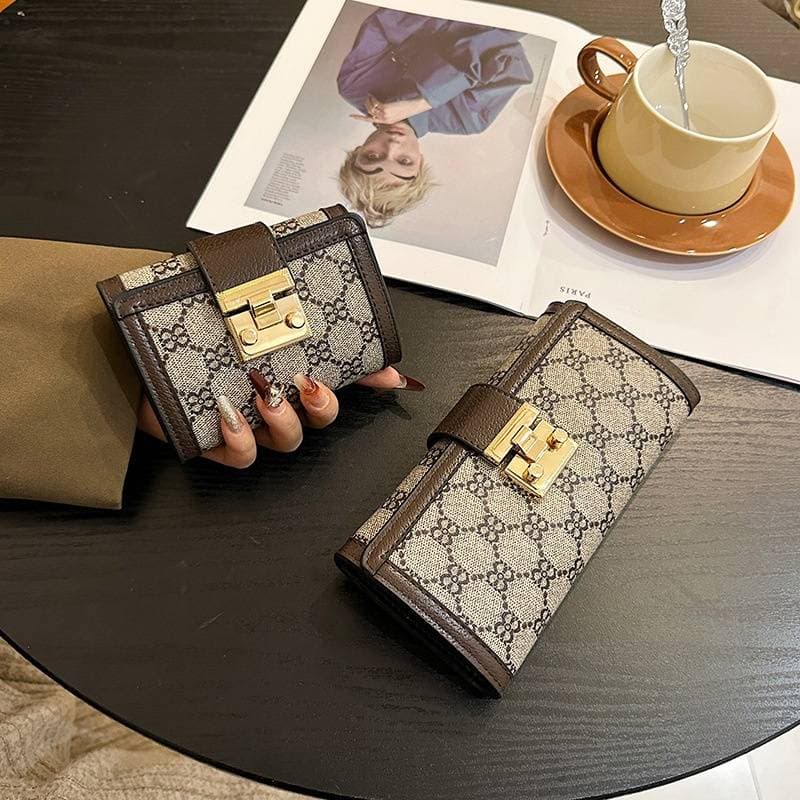 High Quality Wallet Women's New Short Multi-card Triple Fold Buckle Long Purse