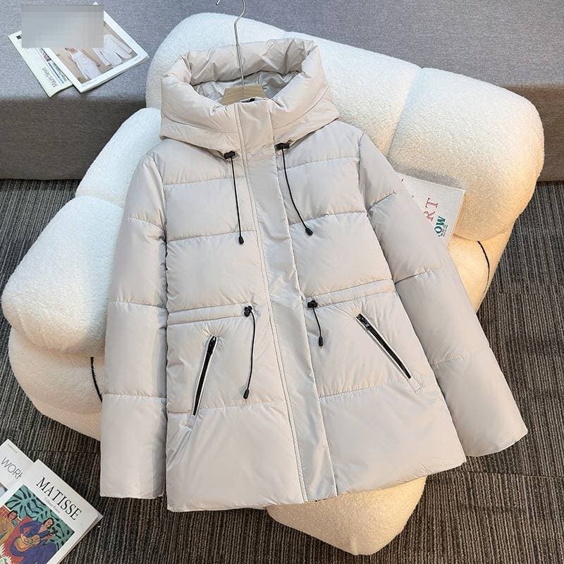 Women's Winter Long Hooded Coat Slim Fit Thickened Parka With Pockets – Elegant Outerwear In Beige, Black, Coffee, Khaki
