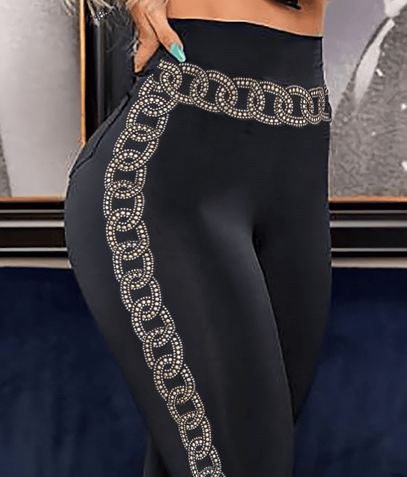 Women's Clothing Eyelet Strap Tight Trousers