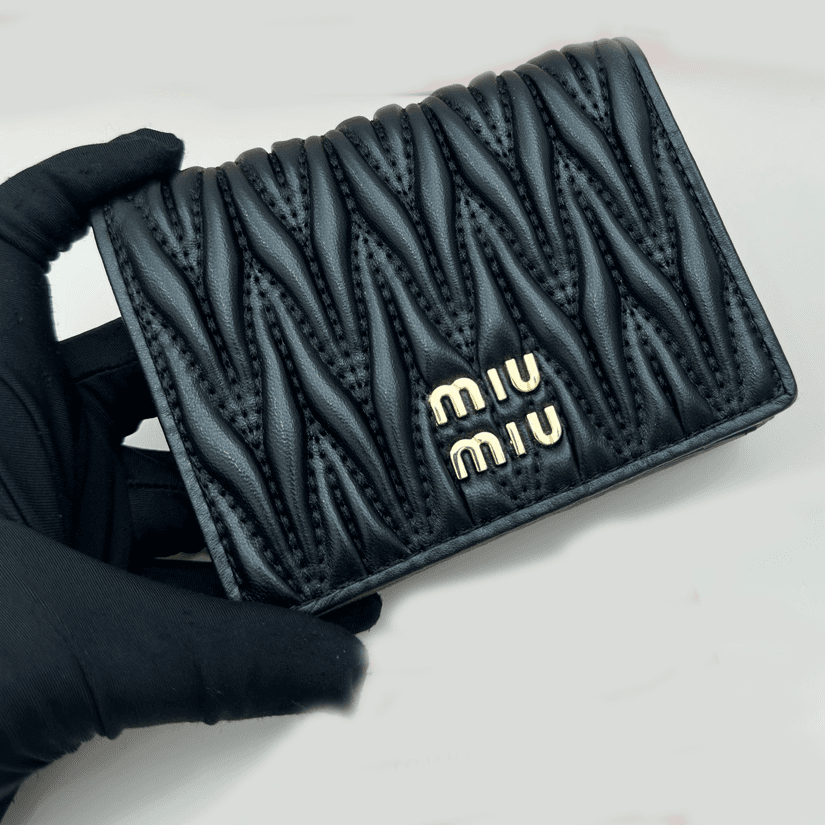 Portefeuille simple à compartiments multiples pour femme, couleur unie, style à carreaux, monogrammé