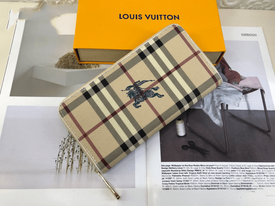 Collection à carreaux classiques - Portefeuille long zippé style rétro britannique - Sac à main pour femme, idéal au quotidien