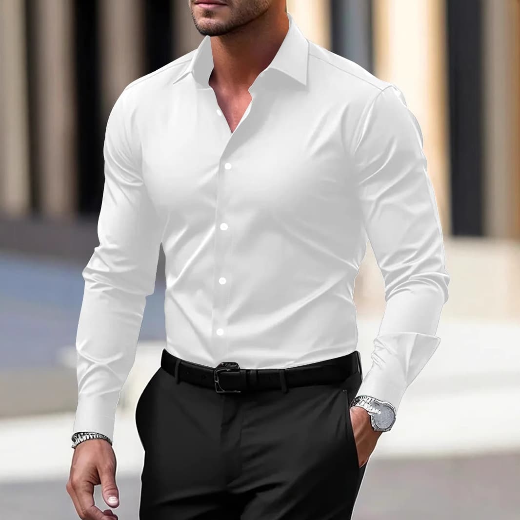 Men's Clothing Spring And Autumn White Shirt Men's Long Sleeved Business Formal Slim Fit Professional Large Size Black Workwear White Suit Shirt