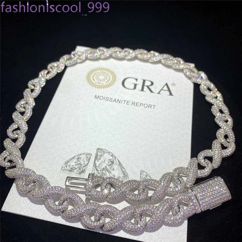 full iced out classic box clasp moissanite cuban Link Fine Hip Hop Men Jewelry Cuban Necklace Bling Diamond Chain