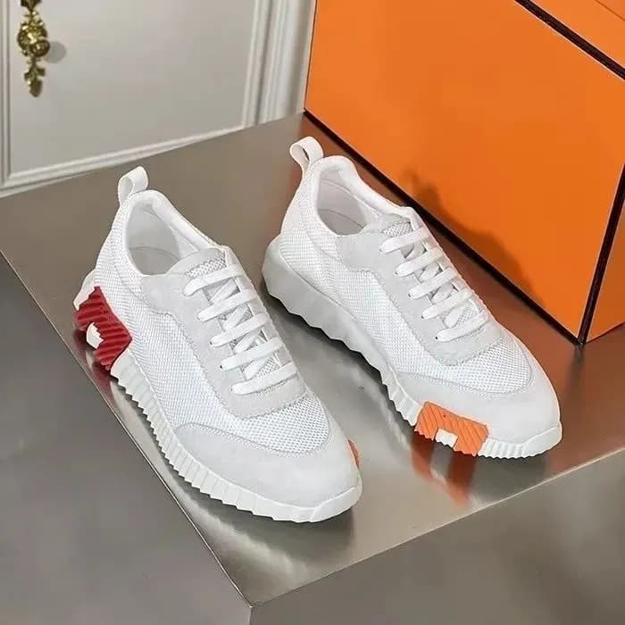 Baskets montantes de marque H pour homme, style décontracté, en cuir et mesh, à lacets, style running.