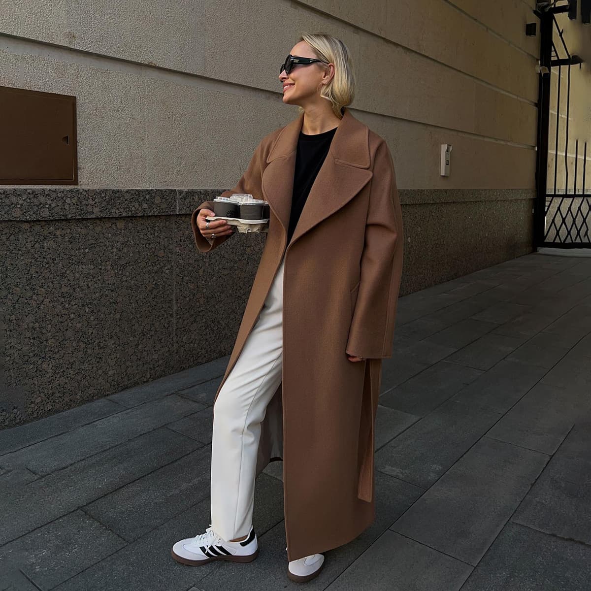 Women's autumn and winter loose raglan sleeve wool double-sided woolen Maillard coat