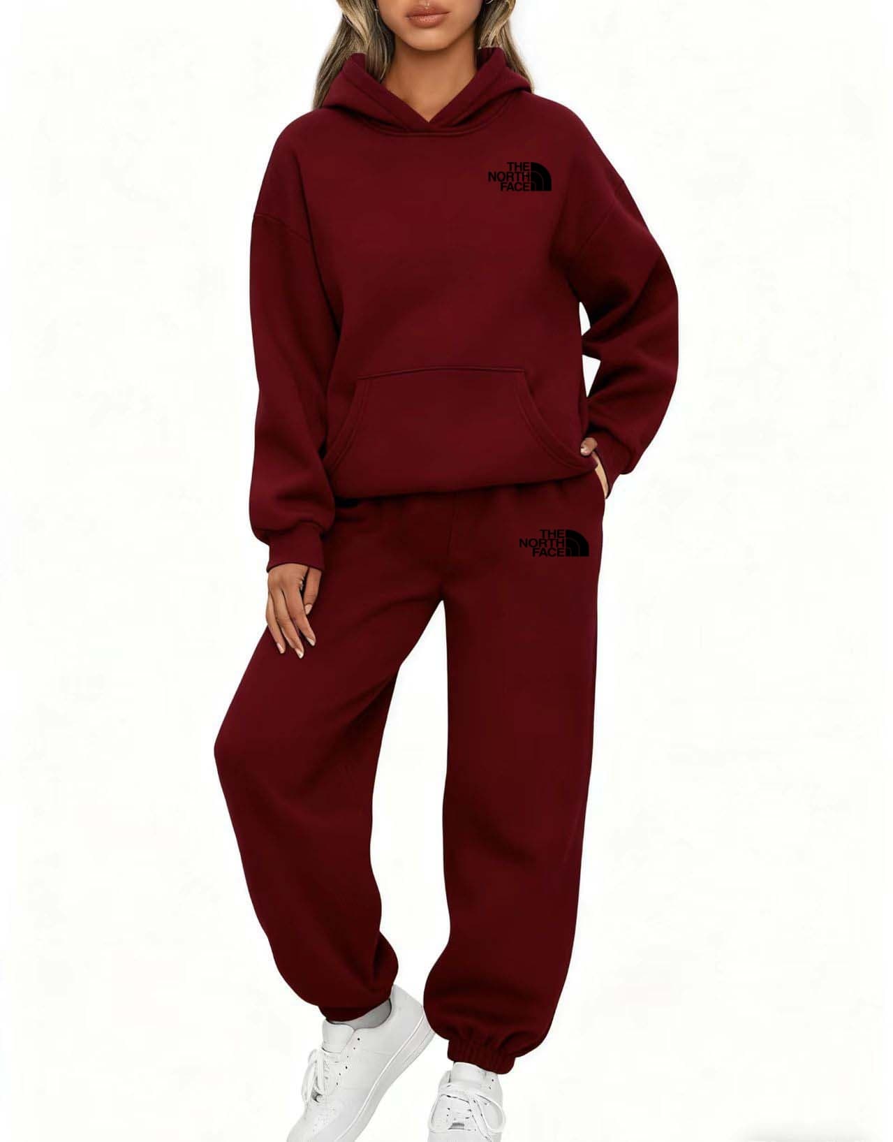Ensemble deux pièces THE NORTH FACE pour femme : sweat-shirt à capuche ample, pantalon de jogging à manches longues, tenue de sport quotidienne