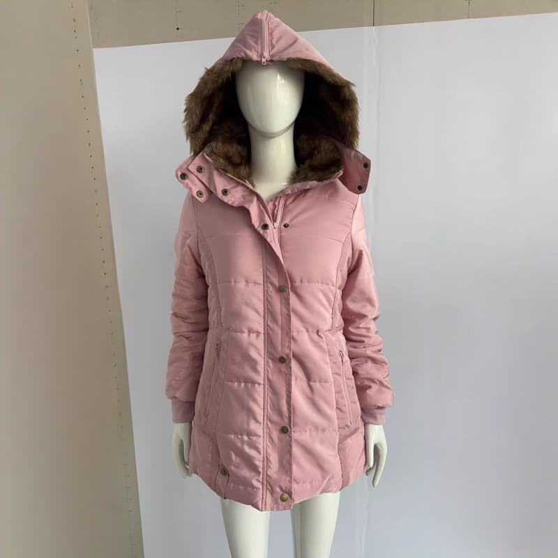 Vêtements pour femmes nouveau manteau d'hiver chaud en coton avec col en fourrure pour femme manteau en coton slim à manches longues avec fermeture