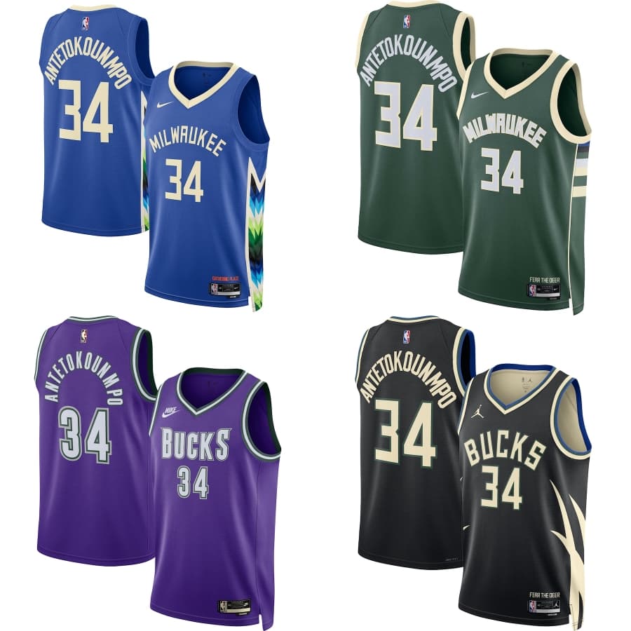 Milwaukee Bucks 2023 Adults Men's V-neck Home and away Basketball Jersey All sizes