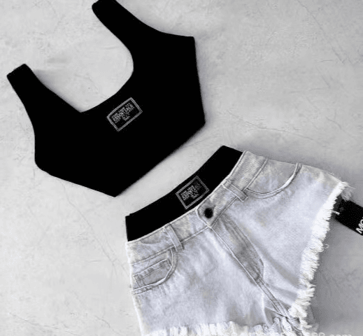 Women's Denim Shorts With Tube Top & Suspenders - Slim Fit Versatile Outfit (Sexy Y2K Style)​
