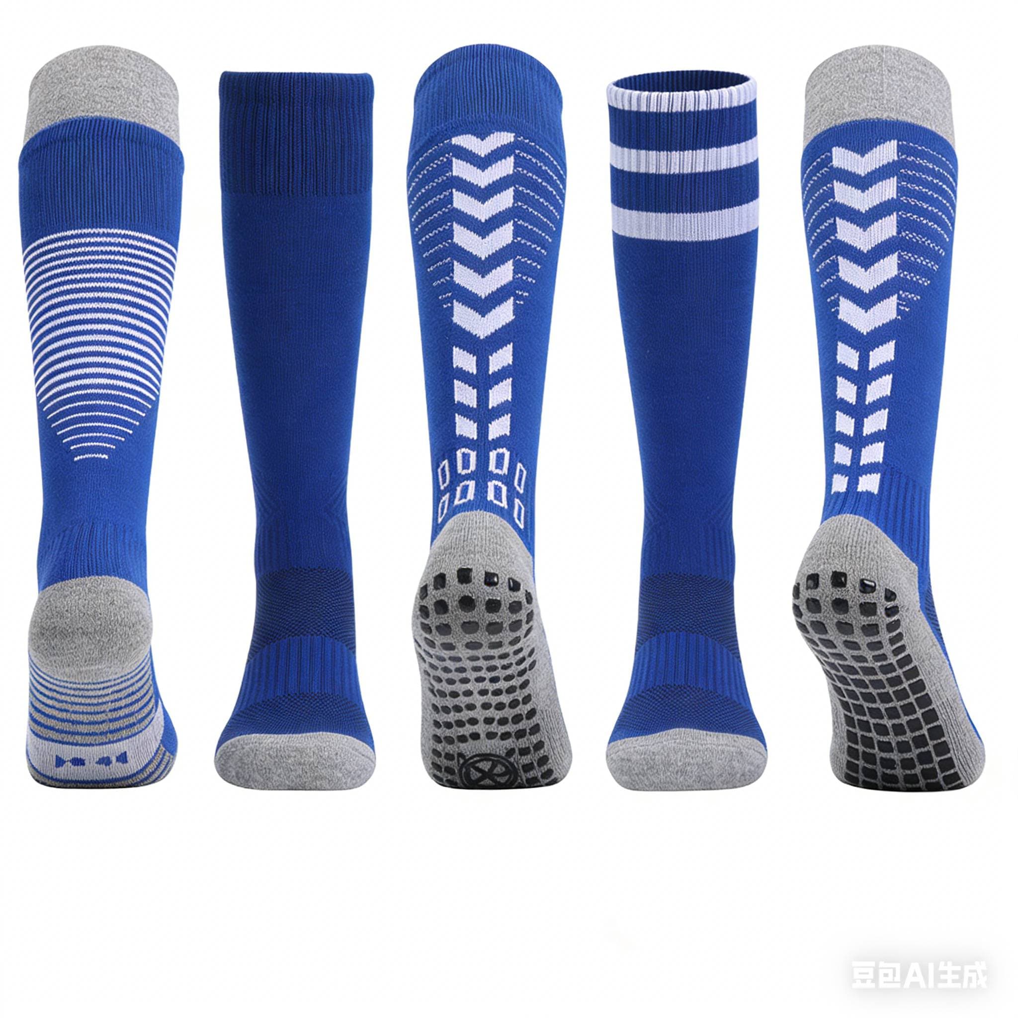 Blue Thickened Towel Bottom Football Socks Men Women High Tube Over Knee Shock Absorption Sweat Absorbent Long Tube Socks