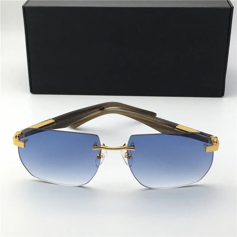 New popular men designer sunglasses The Artist II metal polygon rimless frame glasses fashion vintage style Top quality