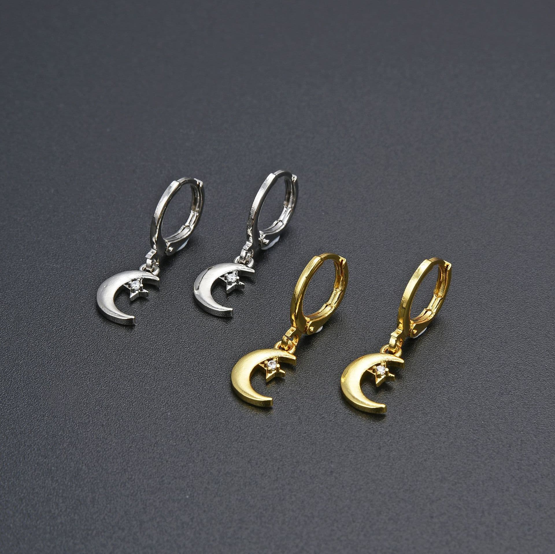 Women’s Jewelry Set Fashion Simple Ins Style Star And Moon Combination Earrings Female Earrings Small Fresh Sweet Earrings Style Ear Buckles